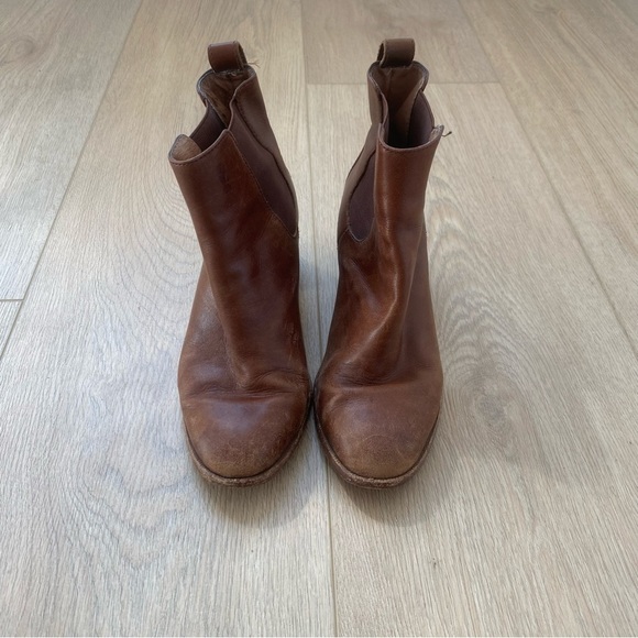 Madewell Frankie Chelsea Brown Leather Ankle Heeled Booties Size 7 - Picture 2 of 7